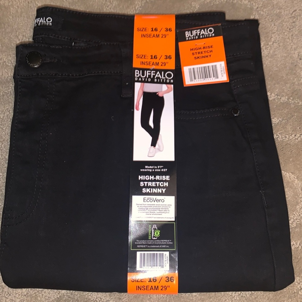 Buffalo by David Bitton high-rise stretch skinny jeans; size 16/36; 29”inseam